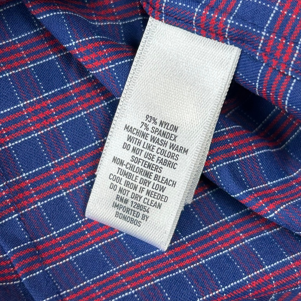 Bonobos Button Down Tailored Fit Plaid Mens M Long Blue Red - Picture 6 of 9